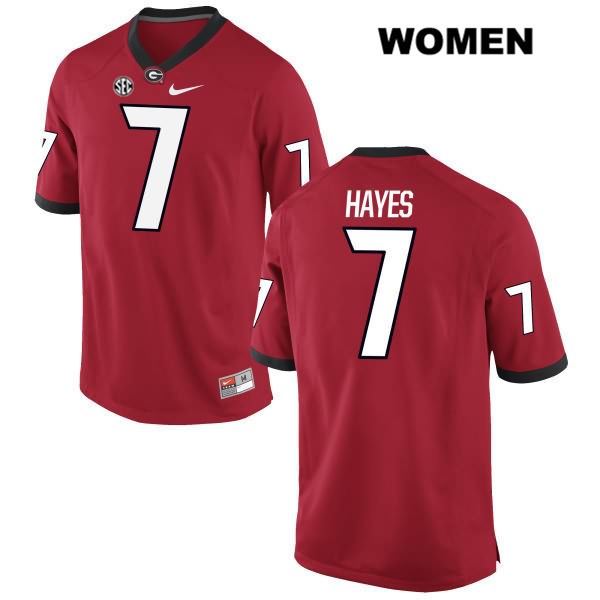 Georgia Bulldogs Women's Jay Hayes #7 NCAA Authentic Red Nike Stitched College Football Jersey PUU7556CO